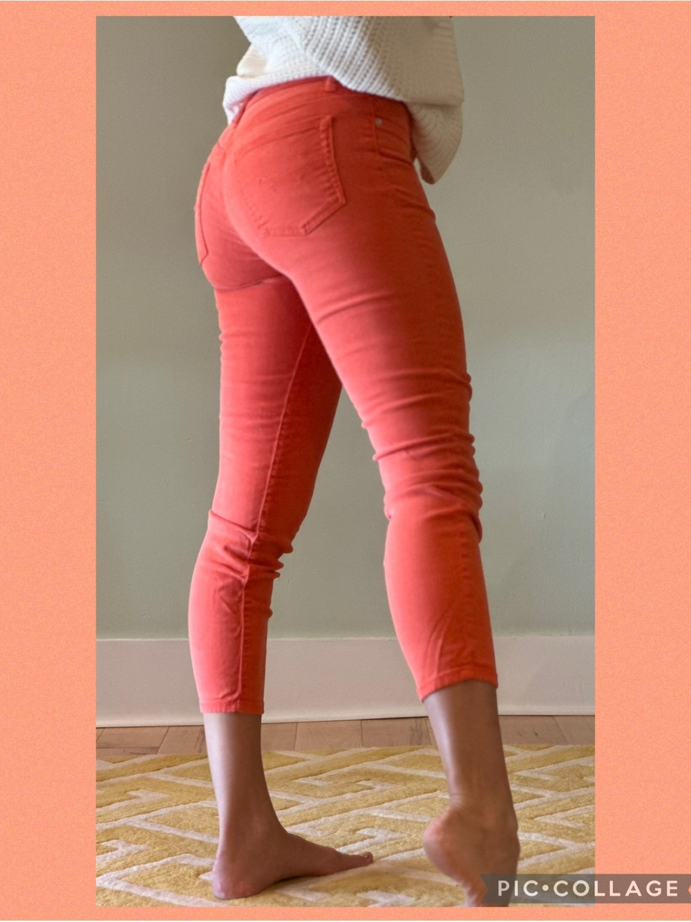 GAP 1969 Skinny Ankle Jeans in Red Orange